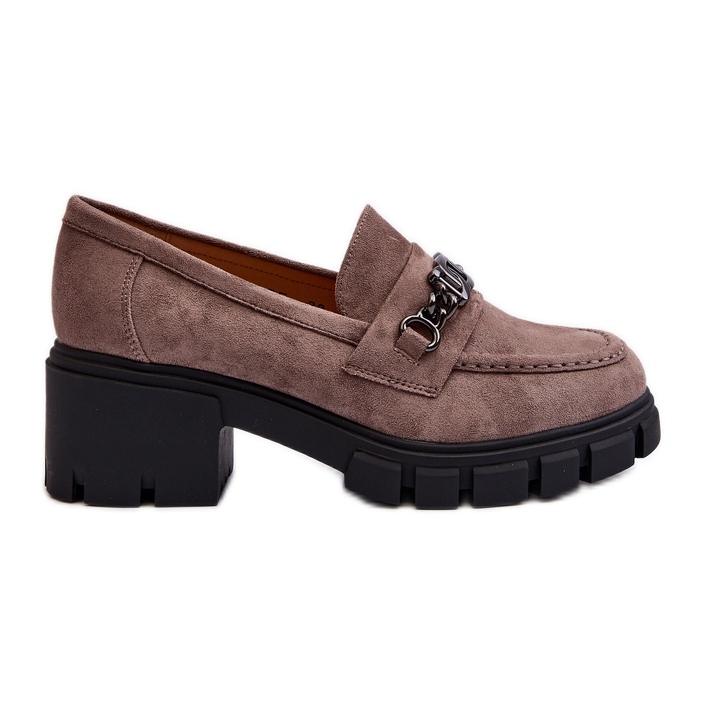 Vinceza Beige Eriella Beige Moccasins with Massive Heels