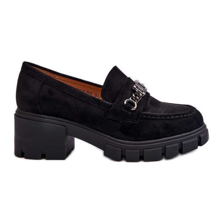 Vinceza Eriella Black Chunky Heel Moccasins