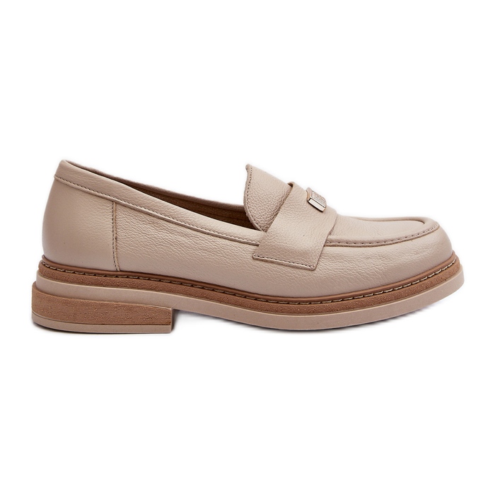 Zazoo 20165 Women's Leather Moccasins, Beige