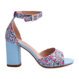 Blue flowered high heel sandals Vitamella