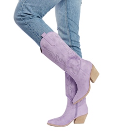 Purple Sapri high-heeled cowboy boots violet Purple Sapri high-heeled cowboy boots violet