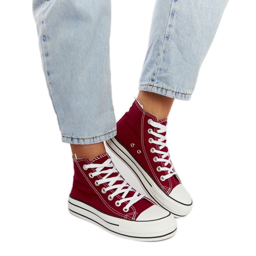 Burgundy high top sneakers best sale