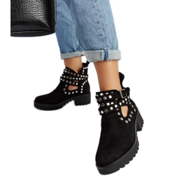 Black decorative platform ankle boots Thomas