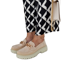 Beige suede moccasins by Elenor