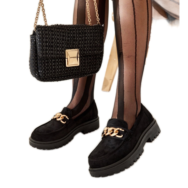 Elenor black suede loafers