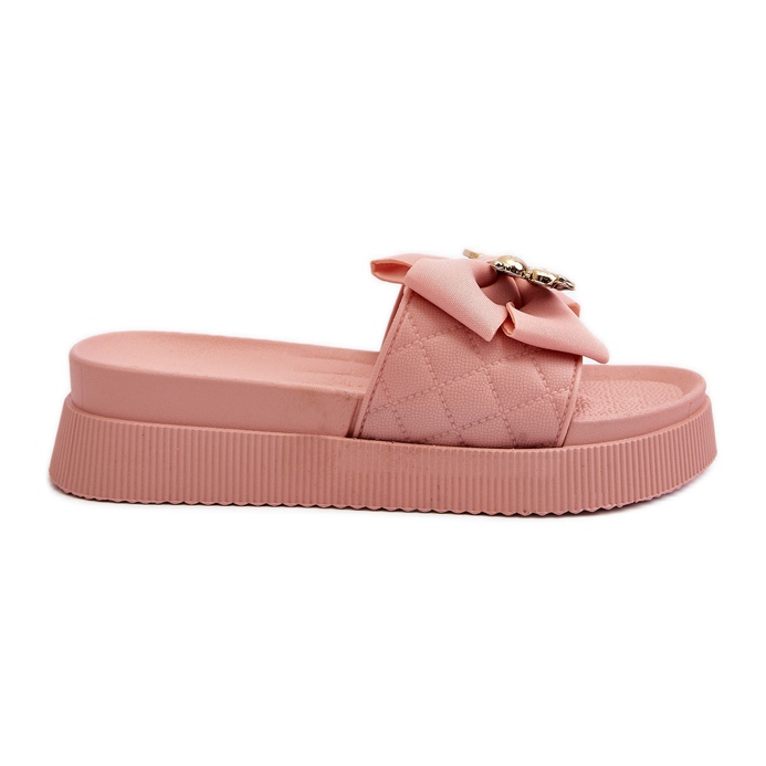 Women's Flip-Flops With a Bow and a Teddy Bear, Pink Katterina