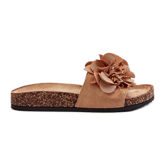 Women's flip-flops with flowers, Brown Lulania Women's flip-flops with flowers, Brown Lulania