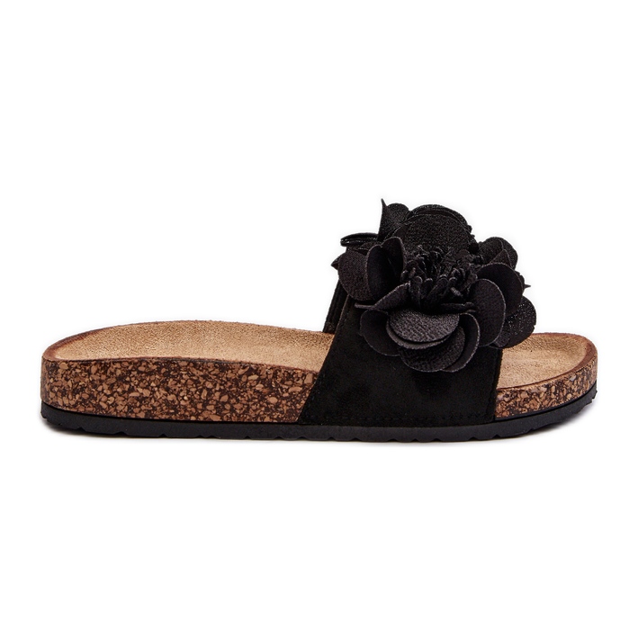 Women's flip-flops with flowers, Black Lulania