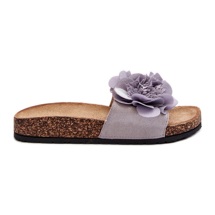 Women's flip-flops with flowers, Gray Lulania grey