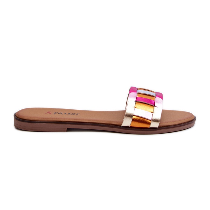Women's Classic Flat Flip Flops Multicolor Namrita golden