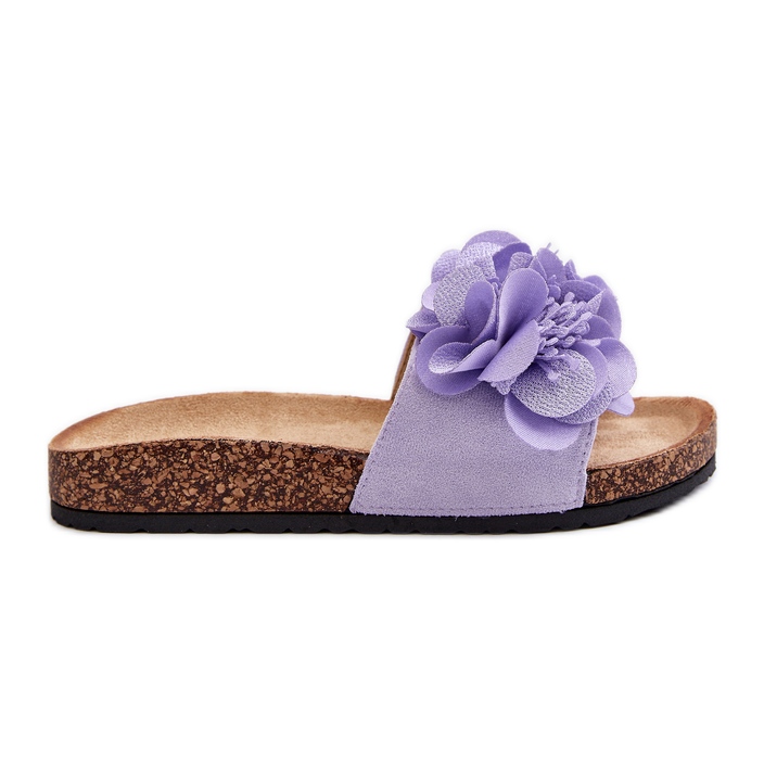 Women's flip-flops with flowers, purple Lulania violet