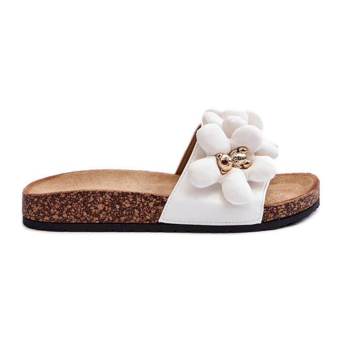 Women's Flip-Flops With Decorations, White Bunlia