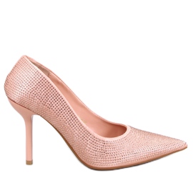 Paulis Champagne women's high heels with cubic zirconia pink
