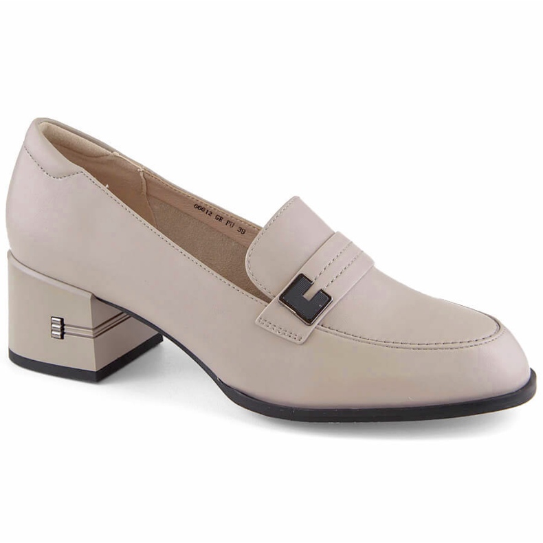 Women's leather high-heeled shoes, gray Vinceza 66612 grey Women's leather high-heeled shoes, gray Vinceza 66612 grey