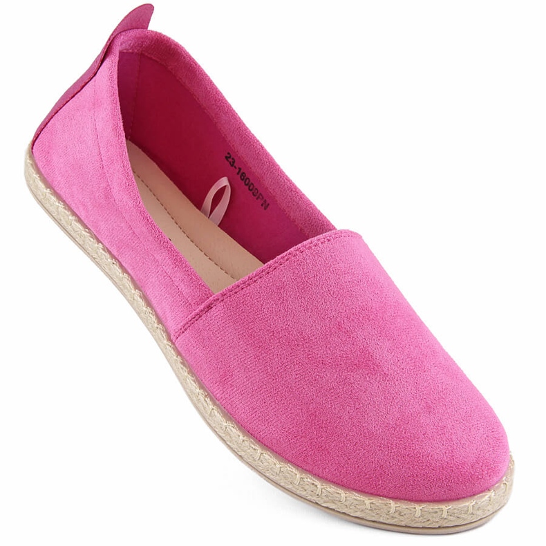 Women's suede slip-on espadrilles, pink Potocki W16009
