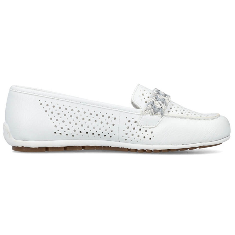 Comfortable women's openwork moccasins shoes, white Rieker 46885-80