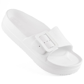 Women's foam platform flip-flops with a buckle, white Big Star NN274A661
