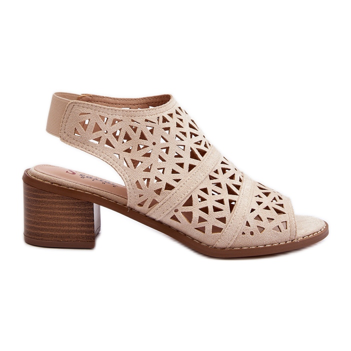 Beige Openwork High Heel Sandals Serapina