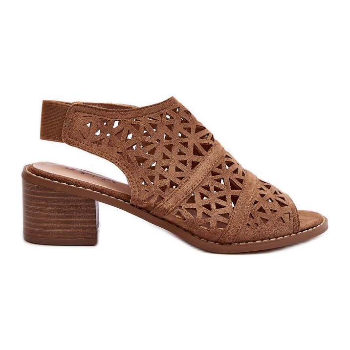 Openwork High Heel Sandals Brown Serapina