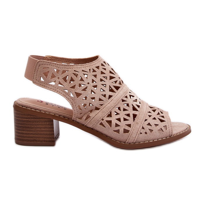 Openwork Nude Serapina High Heel Sandals beige