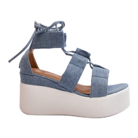 Women's Denim Sandals Tied Blue Helavi Women's Denim Sandals Tied Blue Helavi