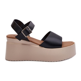 Women's Black Wedge Sandals Geferia