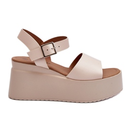 Women's Beige Wedge Sandals Geferia