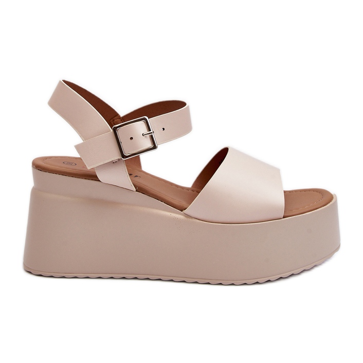 Women's Beige Wedge Sandals Geferia