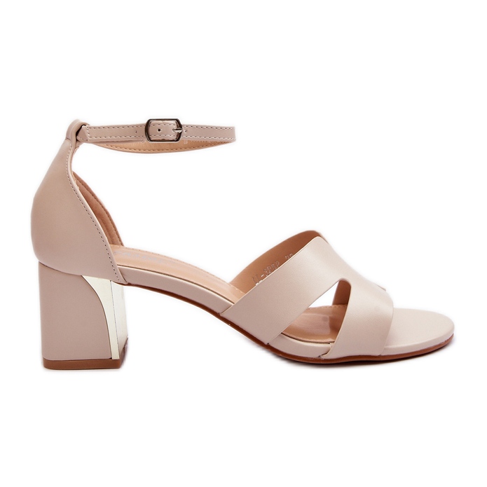 Beige Women's Block High Heel Sandals Irivana