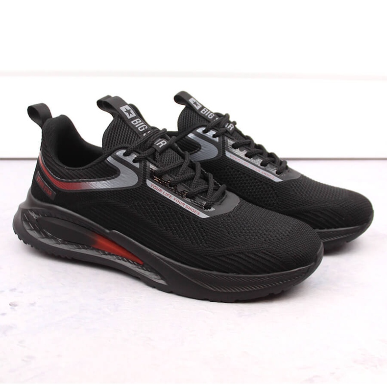 Men's black lace-up sports shoes Big Star NN174373
