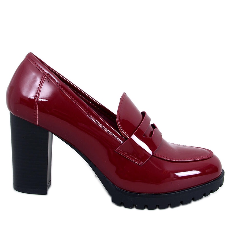 Jeffis Wine Red patent heel moccasins