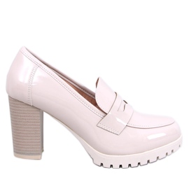Jeffis Beige patent heel moccasins