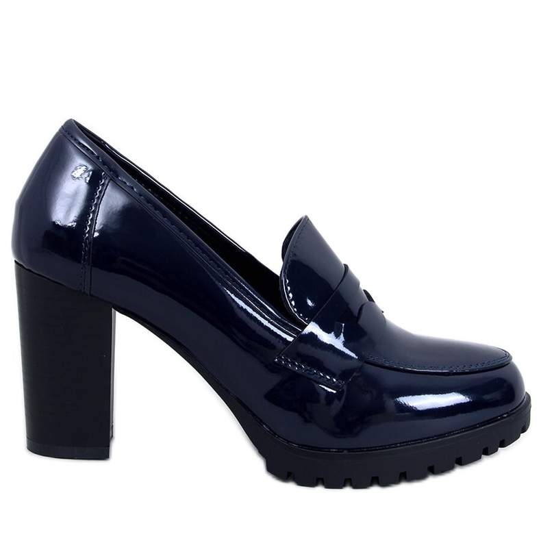 Jeffis Dark Blue patent heel moccasins
