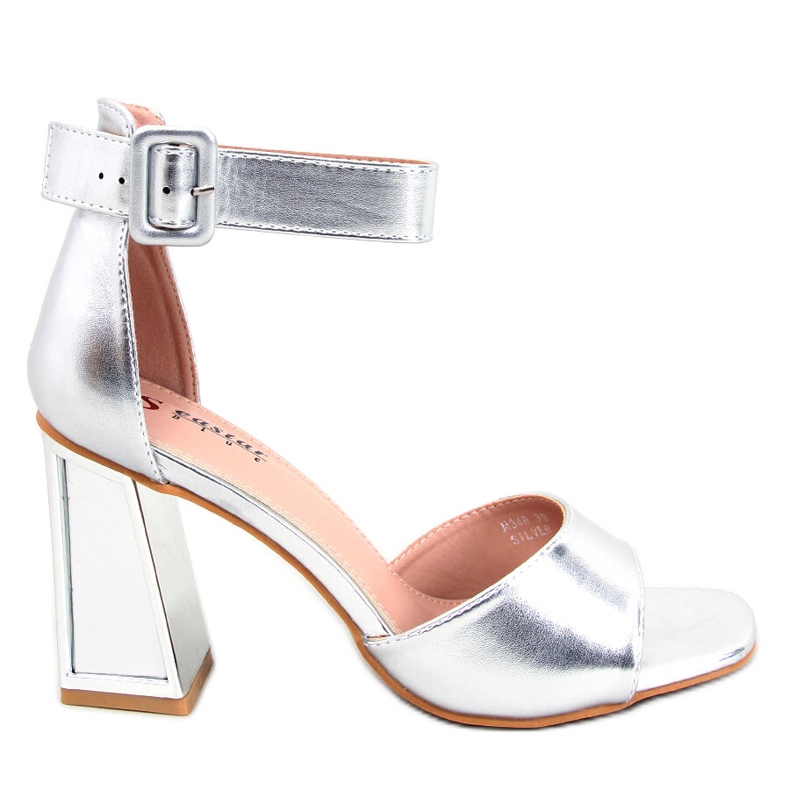 Ellen Silver heeled sandals with belt