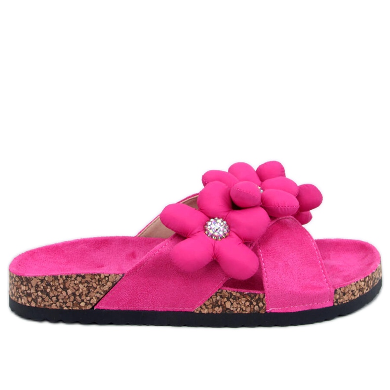 Charss Fuchsia cork flip-flops with cushion flowers pink