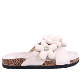 Charss Beige cork flip-flops with cushion flowers