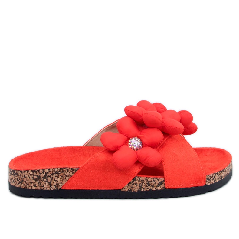 Cork flip flops with Charss Orange cushion flowers