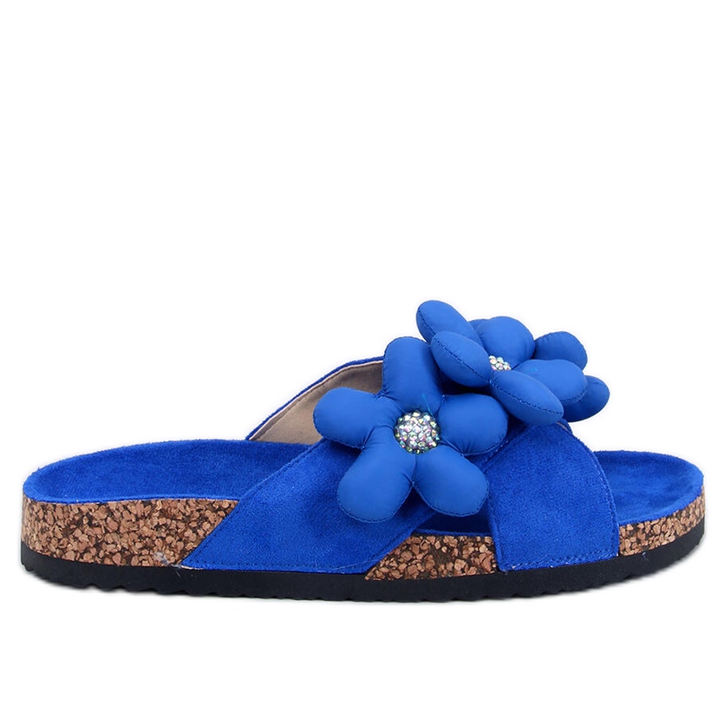 Cork flip-flops with Charss Blue cushion flowers
