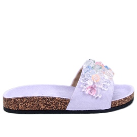 Cork flip-flops with Maliv Purple stones