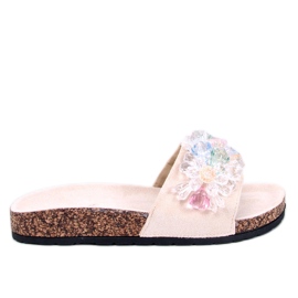 Cork flip-flops with Maliv Beige stones