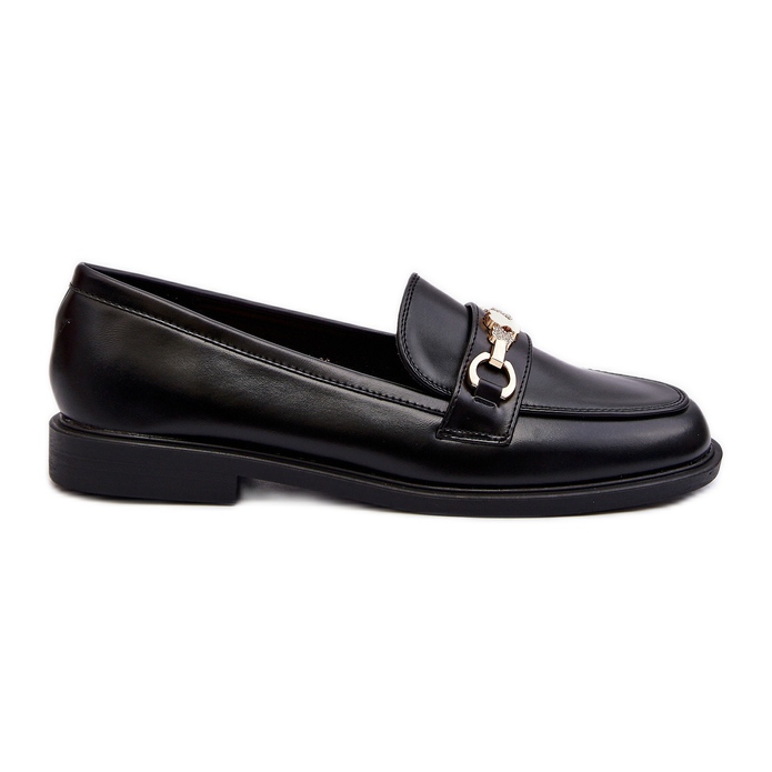 Women's Flat Heel Eco Leather Moccasins Black Vimedia