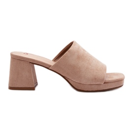 Women's Beige High Heel Flip-Flops Bralya