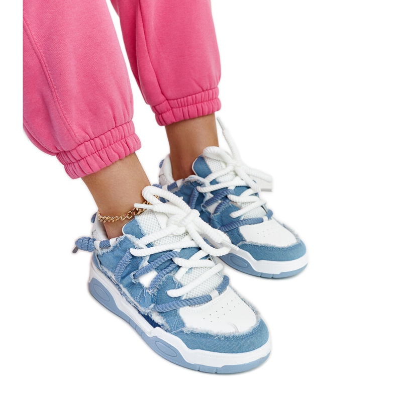Blue sneakers with Melilot fabric inserts