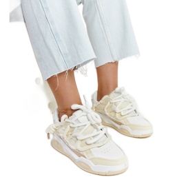 Beige sneakers with Melilot fabric inserts Beige sneakers with Melilot fabric inserts