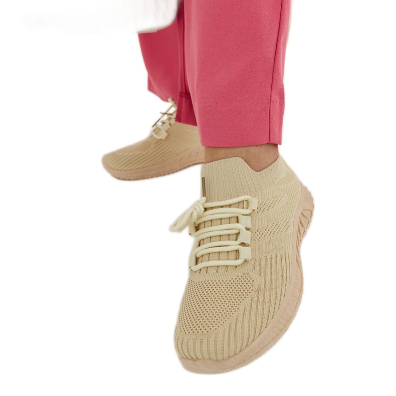 Beige fabric sneakers by Ornella