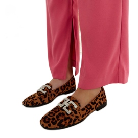 Leopard moccasins decorated with Sanny zircons brown