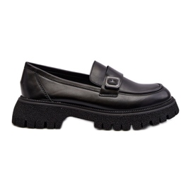 Vinceza Women's Moccasins With a Strap Black Flanila