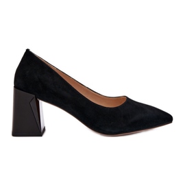 Vinceza Black Alessyndra suede pumps on a high heel