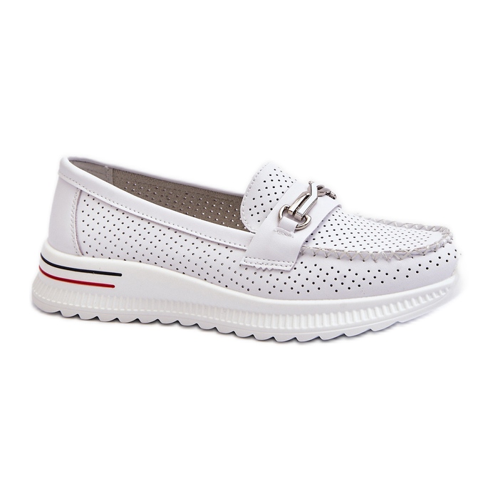 Vinceza Women's Leather Moccasins White Veridinna