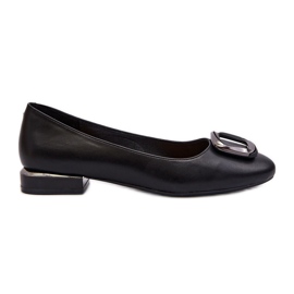 Sergio Leone BL203 Black Buckle Ballet Flats